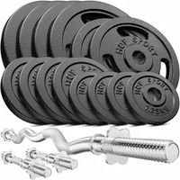 Hop-Sport Guss Hantel-Set 77kg  SZ-Stange Kurzhantelstange 30mm, 1x Curlstange, 2x Kurzhanteln, 4x10kg, 2x5kg, 4x2,5kg, 4x1,25kg