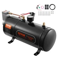 VEVOR 12-V-Luftkompressor-Set mit Tank 3 L, Zughorn-Luftkompressor-Satz, 90-120 psi Arbeitsdruck, Integriertes Luftkompressorsystem für Zug-Lufthupen, Aufpumpen von Reifen, LKWs, SUVs usw. Schwarz
