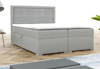 Boxspringbett JOHN II Polsterbett Komplettbett Bett Schlafzimmer Kopfteil Cord 160x200 cm inkl. Bettkasten Topper Hellgrau Grau Velour Samt Cord