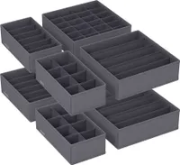 SONGMICS Unterwäsche-Organizer 8er Set, Schubladen-Organizer faltbar, Ordnungssystem Kleiderschrank, Aufbewahrungsbox Schrank, Stoffboxen Aufbewahrung, für BHs Socken Krawatten, grau RUS08GY