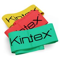 Kintex Fitnessband Set, 3 Bänder (2,5 m) verschiedene Stärken, Gelb, Rot, Grün