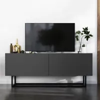 Loft TV-Schrank TV-Lowboard Enjoy Zweitürig Schwarze Metall Fußgestell Modern Lindner Möbel  120cm x 46cm x 35cm Farbe: Graphitt matt - Graphitt matt