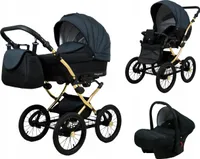 BabyLux® Margaret Gold | 3in1 Kinderwagen Bambimo | Black Grey | Kombikinderwagen | Kinderwagenset |
