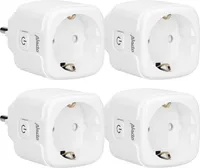 Alecto SMART-PLUG20 - Smarter WLAN-Zwischenstecker mit Stromzähler, 16 A, 3680 W, 4er-Pack, Weiß