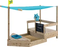 TP Toys Drevené pieskovisko loď "Ahoj" pirátska loď vrátane príslušenstva prírodná / modrá