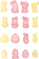 CANDeal 8 Stück Ostern-Ausstechformen Mit Prägung, Mini-Frohe Ostern-Keksstempel, Kanincheneier-Formen, 3D-Ausstechformen Aus Kunststoff Für Kinder, Fondant, Keksbacken, Geburtstagsparty-Zubehör