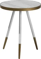BELIANI Odkládací stolek z bílého zlata 44 x 55 cm MDF talíř kovové nohy dýhované elegantní vzhled mramorový vzhled kulatý moderní