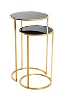 Haku 2-Satz Tisch, gold-schwarz - Maße: Ø 30/35 cm x H 50/60 cm; 21218