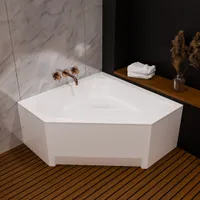ECOLAM Badewanne Eckbadewanne IRMA 140 x 140 cm Eckwanne + Schürze Acrylschürze Verkleidung Wanne Ablaufgarnitur Viega Füße Silikon