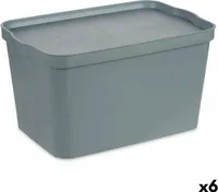 Úložný box s víkem Šedý plast 24 L 29,3 x 24,5 x 45 cm (6 kusů)