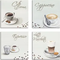 ARTland Leinwandbilder Set, 4tlg. Cappuccino Espresso Latte Macchiato Größe: 20x20 cm