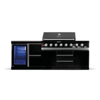 GORILLER® BLACKBACK S4 Outdoor-Küche, XXL-Gasgrill mit Kühlschrank, Edelstahl, Schwarz