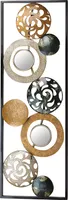 Kobolo Metall-Wandbild Wanddeko Metallbild - mit Ringen, Kreisen und Spiegeln - 90x31 cm -  Leinwand Kunstdruck Einrichtung Deko Home Abstrakt Modern