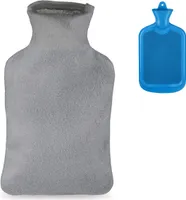relaxdays Blaue Wärmflasche mit Bezug 2 Liter