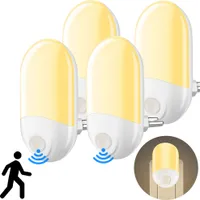 4 lampki nocne LED do szafek oświetlenie szafek oświetlenie podszafkowe z czujnikiem ruchu PIR czujnik zmierzchu, ciepła biel