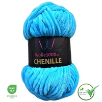 Wolle1000 Chenille - 12 TÜRKIS - 100g - weiches Chenille Garn / Kuschelwolle