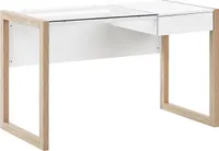 BELIANI Biurko domowe białe drewniane 1 szuflada szklany blat minimalistyczny design 120 x 60 cm