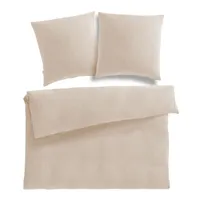 Pure Label Musselin Bettwäsche 200x220 cm mit Kissenbezug 2er Set 80x80 cm aus 100% Baumwolle - Traumhaft weiche, kuschelige Bettwäsche-Sets in beige