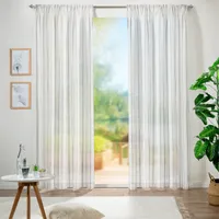 heimtexland ® Vorhang Leinen Struktur Transparent Tunnelzug Kräuselband Gardine Marititm Streifen HxB 280x140 cm Typ695 Weiß Schwarz