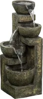 Outsunny Gartenbrunnen, Springbrunnen mit Einstellbarer Strömung, 4 Stufen Zierbrunnen, für Garten, Gartenteich, Terrasse, Kunstharz Schwarz
