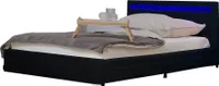 HOME DELUXE - LED Bett NUBE - Schwarz, 140 x 200 cm - inkl. Lattenrost und Schubladen I Polsterbett Design Bett inkl. Beleuchtung