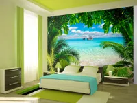 Vlies Fototapete Tropische Insel 350x256 cm Tapeten Wandtapete XXL Natur Landschaft Strand Meer c-A-0047-a-a