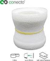 conecto CC50328 Universeller Polyester-Kabelschlauch, selbst zusammenziehend  mit Klettverschluss, Ø 85mm, 1,80m, weiß