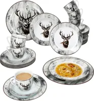 30 szt Serwis kombinowany Alois porcelana 6 osób filiżanki spodki talerze kwiaty