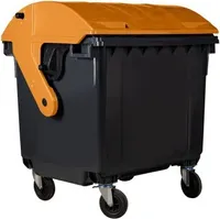 Hardwex Müllcontainer 1100 l Schwarz mit orangenem Runddeckel