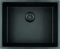 Caressi Black Line quadratisches Spülbecken für Aufbau und Unterbau CAGRPP50BK-TU, Küchenspüle schwarz 55 x 45 cm