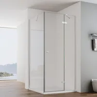 IMPTS Duschkabine 80x80cm Eckeinstieg mit Seitenwand Eckdushe Falttür Scharniertür Duschabtrennung 6mm ESG Glas, Höhe 185 cm, OHNE Duschwanne