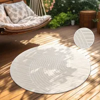 Outdoor Teppich Wetterfest Balkon Wohnzimmer Skandinavisches Boho Einfarbig Grösse 200 cm Rund