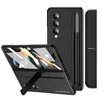 Pouzdro pro Samsung Galaxy Z Fold 4 5G se středem na pero, tenké tvrdé PC pouzdro s stojánku a ochranou displeje černé