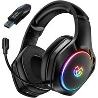 Wireless Gaming Headset für PS5, PS4, PC mit abnehmbarem Mikrofon zur Geräuschunterdrückung, 20-Stunden-Akku für Laptop, Switch, Mac (Schwarz)