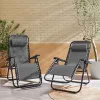 sweeek - 2er Set Relaxliege aus Textilene - Patrick - Grau