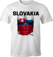 EM T-Shirt Herren Fußball Slowakei Flagge Fanshirt Waschbrettbauch MoonWorks®  L