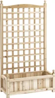 Outsunny Pflanzkasten mit Rankgitter Blumenkasten Rankkasten Rosenbogen mit Rankhilfe für Kletterpflanzen Garten Holz Natur 64 x 28 x 120 cm
