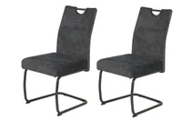 2er Set Schwingstuhl Laurina - Bezug Velvet Anthrazit - Komfortsitz Federkorb - XL Sitzbreite - Rundrohr Metallgestell - Lehnengriff - 140kg belastbar