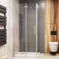 100x90x195cm Falttür Scharniertür 6mm ESG NANO Glas Drehtür Duschtasse Duschkabinen