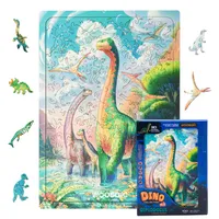 UNIDRAGON Holzpuzzle, das beste Geschenk für Erwachsene und Kinder, Puzzleteile in einzigartiger Form Dino Diplodocus, 7,4 x 10,5 Zoll (18,9 x 26,7 cm) 100 Teile