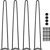 karpal 4er Set Tischbeine  Hairpin Leg Haarnadelbeine Tischgestell Tisch Tischkufen Legs Esstisch Harpins Tischbein 2 Streben Schwarz - 61 cm