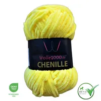 Wolle1000 Chenille - 14 GELB - 100g - weiches Chenille Garn / Kuschelwolle