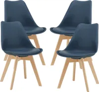 Esszimmerstuhl Dubrovnik 81 x 49 cm 4er Set Polsterstuhl Wohnzimmerstuhl Küchenstuhl PolyurethanKunstleder Blau
