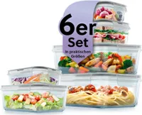 GOURMETmaxx Glas-Frischhaltedosen Klick-it mit Mikrowellenventil - 12-tlg. - grau