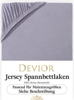 Devior Jersey Spannbettlaken 180x200 - 200x200 cm grau Bettlaken 100% Baumwolle bis 22cm Matratzenhöhe Gummizug