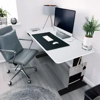 HOME DELUXE - Höhenverstellbarer Schreibtisch LUMINA - Gestell: Schwarz, Platte: Weiß, Maße: 160 x 80 cm, Kohlenstoffstahl, inkl. USB Stecker und Aufbewahrungstasche I Arbeitsplatz Bürotisch