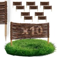 10 x BOGATECO Beeteinfassung aus Weide | 60 cm Lang & 20 cm Hoch | Holz-Zaun Rasenkante | Weiden-Zaun Steckzaun