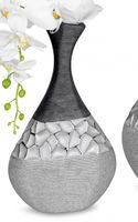Deko Flaschenvase MODERN STONES rund H 10cm silber grau Keramik Formano 40cm D 