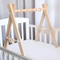 LuMali, Drewniany stojak edukacyjny BABY GYM, stojak edukacyjny do zabawy z naturalnego drewna, składany, Montessori