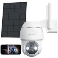 COOAU 2K Solar Überwachungskamera Außen Akku, PTZ IP Kamera ​WLAN, PIR-Sensor